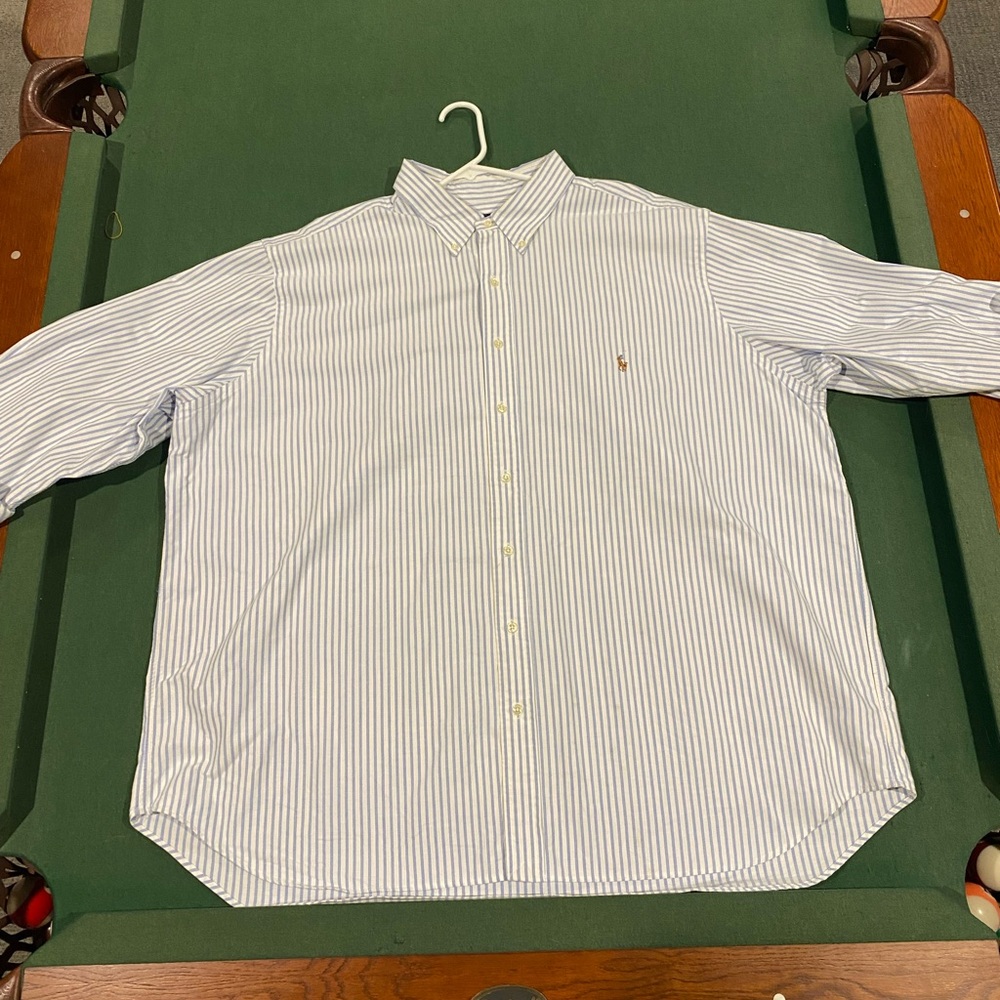 Ralph Lauren Blue pin striped button down shirt for sale
